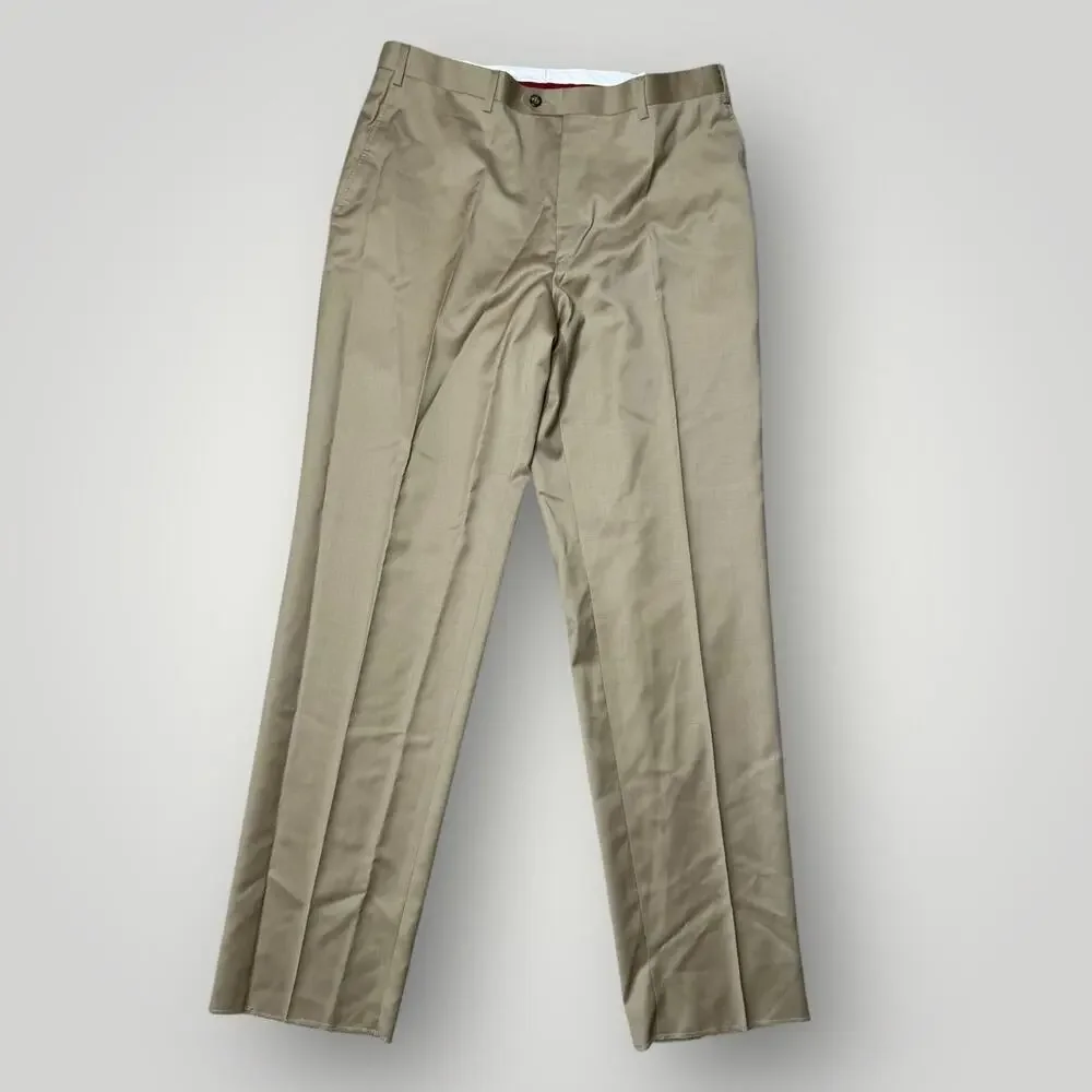 Super 120's Beltrami Italy Men’s Wool Suit Lite Beige - Made in Italy - Picture 11 of 16